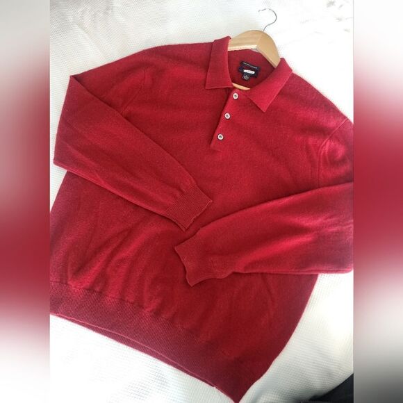 Charter Club sweater 100% Fine cashmere quarter button up pullover polo sweater - Picture 7 of 9